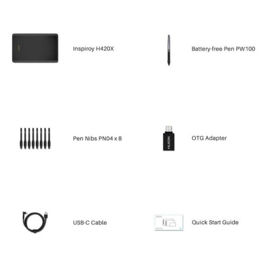 Tableta gráfica Huion H420X 8192 niveles presión área 106 x 66 mm