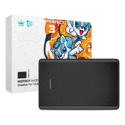 Tableta gráfica Huion H420X 8192 niveles presión área 106 x 66 mm