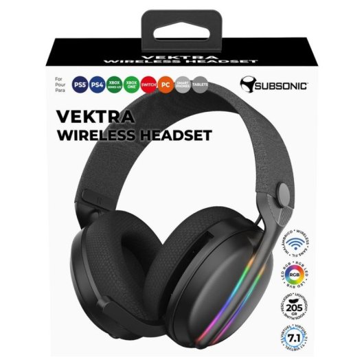 Auriculares Subsonic 147438 sem fios e com fio Bluetooth Gaming RGB 7.1 Surround pretos