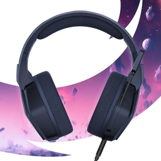 Auriculares Oniverse Nebula con cable, control en línea, gaming, LED y micrófono azul