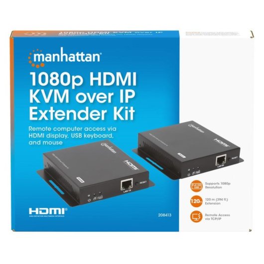 Switch KVM Manhattan HDMI 1080p su IP 120 m Cat6 USB-A Nero