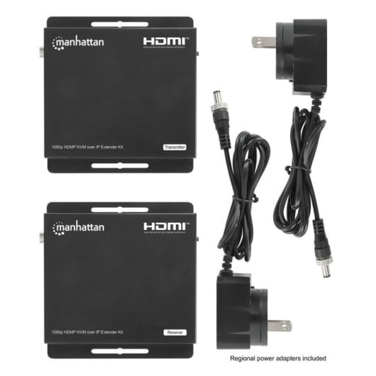 Switch KVM Manhattan HDMI 1080p su IP 120 m Cat6 USB-A Nero