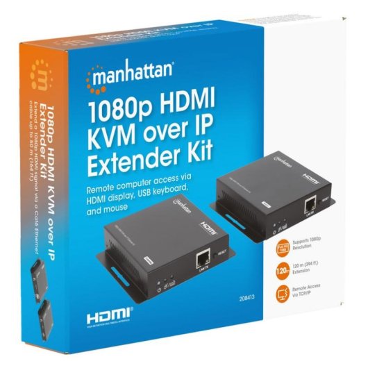 Switch KVM Manhattan HDMI 1080p su IP 120 m Cat6 USB-A Nero