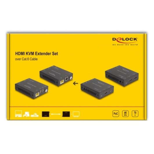 Extender KVM Delock 65957 HDMI 4K 60Hz 70m PoC USB Metallo