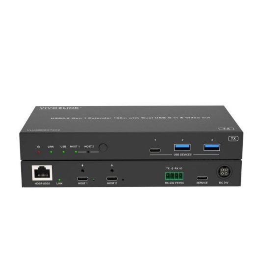Switch KVM Vivolink VLUSBCEXT2X2 USB 3.2 Gen1 100 m HDMI USB-C/A Nero