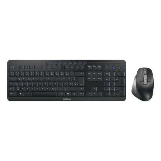 Teclado CHERRY Stream Desktop Ultimate sem fios retroiluminado QWERTZ com rato ergonómico