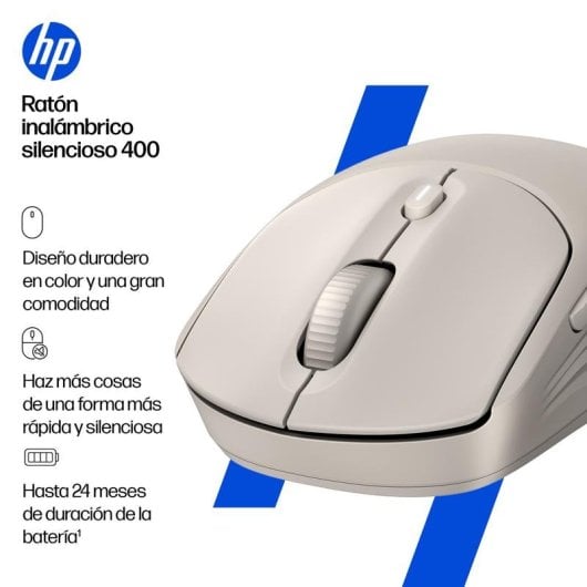 Rato HP 400 Sem Fios RF Bluetooth 6000DPI Bege Clique Silencioso