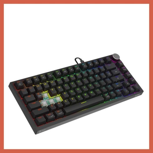 Teclado Savio Astral Black Jade magnético 75% RGB con switches Outemu White Jade