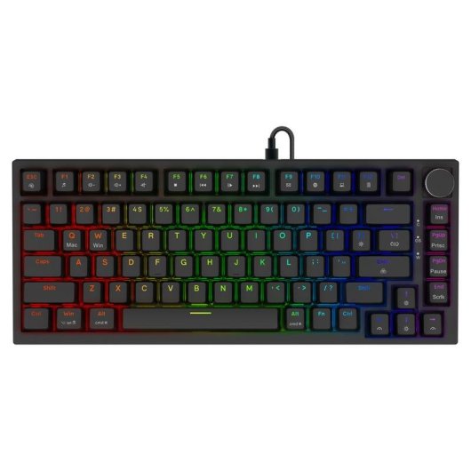 Teclado Savio Astral Black Jade magnético 75% RGB con switches Outemu White Jade