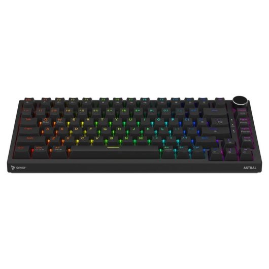 Teclado Savio Astral Black Jade magnético 75% RGB con switches Outemu White Jade