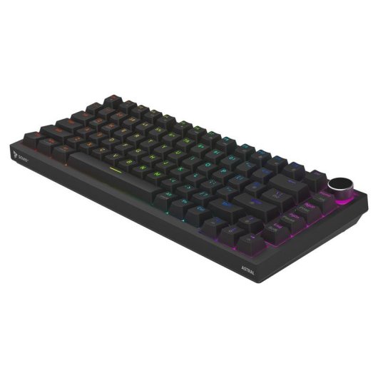 Teclado Savio Astral Black Jade magnético 75% RGB con switches Outemu White Jade