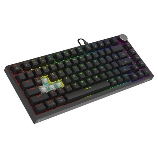 Teclado Savio Astral Black Jade magnético 75% RGB con switches Outemu White Jade
