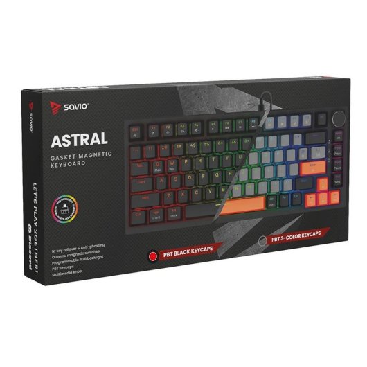 Teclado Savio Astral Black Jade magnético 75% RGB con switches Outemu White Jade