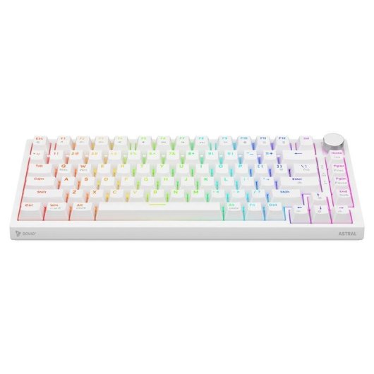 Teclado Savio ASTRAL WHITE JADE magnético compacto con switches Outemu White Jade y RGB