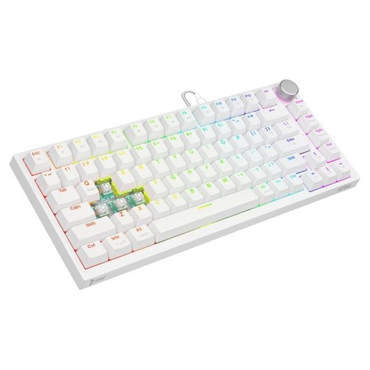 Teclado Savio ASTRAL WHITE JADE magnético compacto con switches Outemu White Jade y RGB