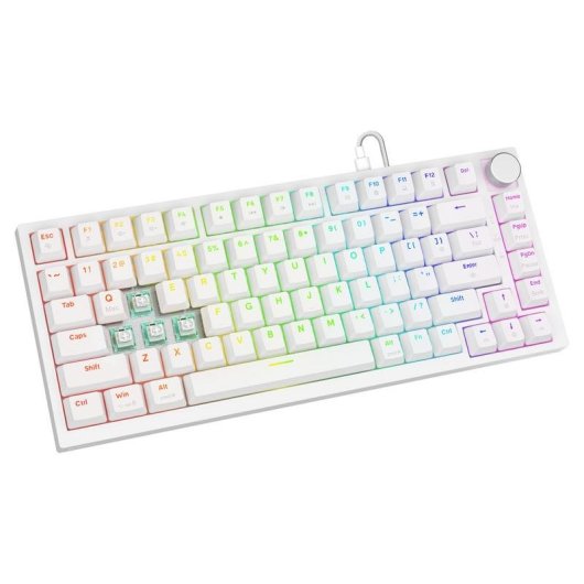 Teclado Savio ASTRAL WHITE JADE magnético compacto con switches Outemu White Jade y RGB
