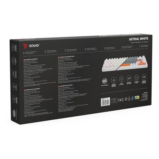 Teclado Savio ASTRAL WHITE JADE magnético compacto con switches Outemu White Jade y RGB