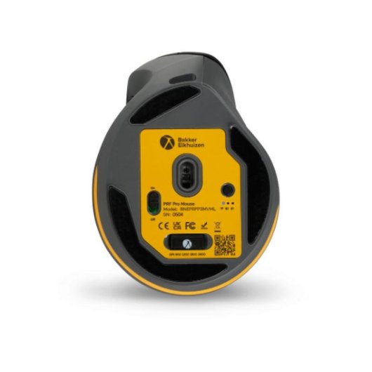 Maus BakkerElkhuizen PRF Pro Kabellos USB-C 2400DPI Schwarz Grau Vertikal Linkshänder
