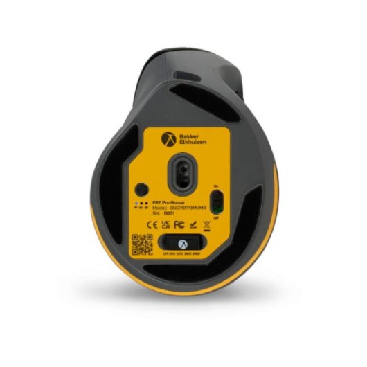 Ratón BakkerElkhuizen PRF Pro Kabellos USB-C 2400DPI Schwarz Grau Vertikal Wiederaufladbar