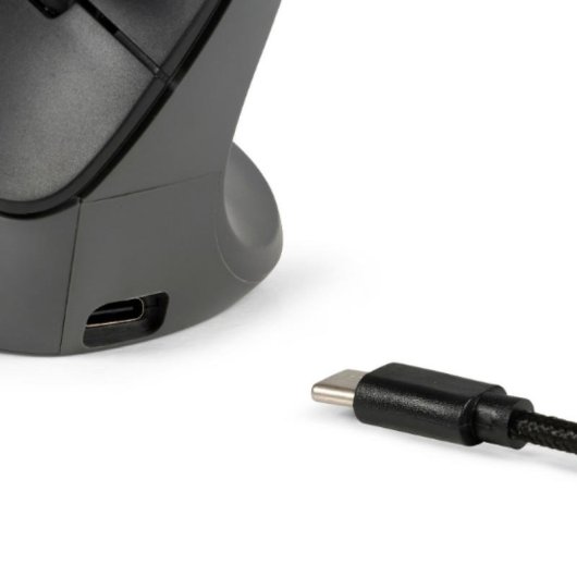 Ratón BakkerElkhuizen PRF Pro Kabellos USB-C 2400DPI Schwarz Grau Vertikal Wiederaufladbar