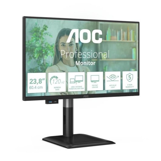 Monitor AOC 24P4CV 24" FullHD 120Hz IPS USB-C Hub Altura Ajustável
