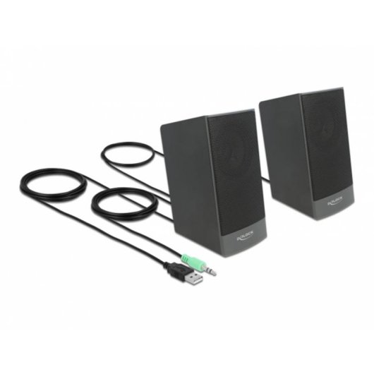Altavoces Delock Estéreo com fio USB 3W com controlo de volume e grelha metálica