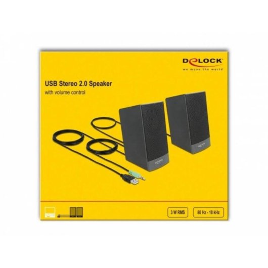 Altavoces Delock Stéréo USB filaires 3W avec contrôle volume et grille métallique
