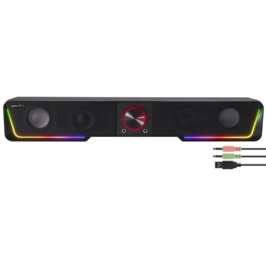 Barra de Som Speedlink Gravity RGB 2.0 6W Bluetooth Fio Preto