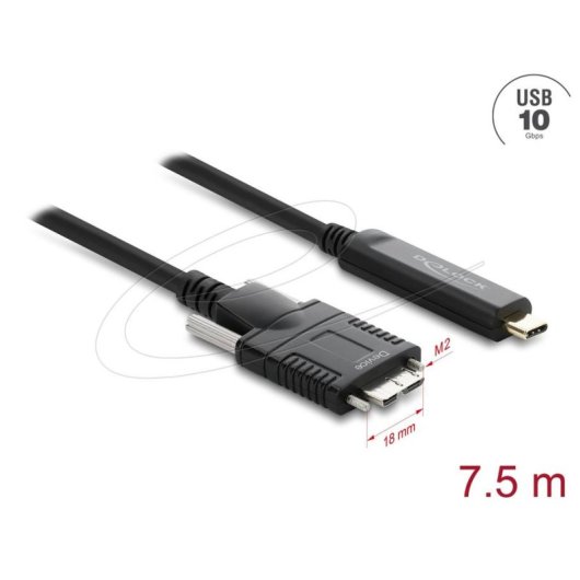 Câble Delock 83629 USB-C Micro-USB B 7,5 m 10 Gbit/s Noir