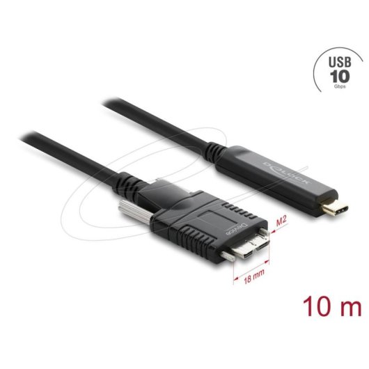 Cabo Delock 83632 USB C para Micro-USB B 10 m Óptico Preto