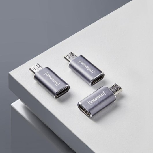 Adaptador USB-C a microUSB Intenso C480M Pack 3 antracita aluminio