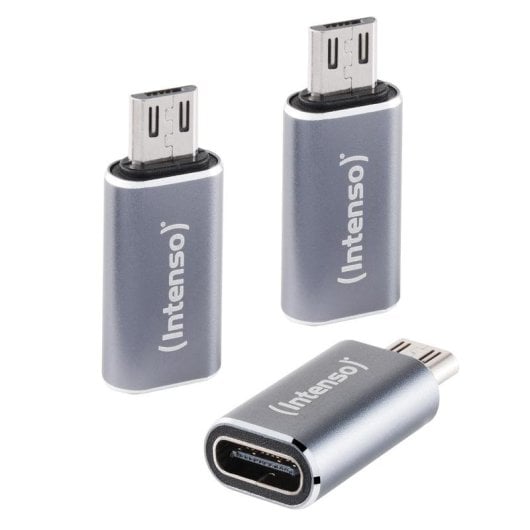 Adaptador USB-C a microUSB Intenso C480M Pack 3 antracita aluminio