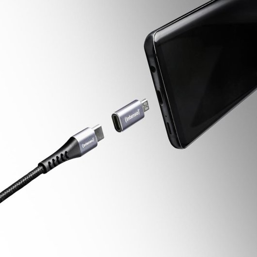 Adaptador USB-C a microUSB Intenso C480M Pack 3 antracita aluminio