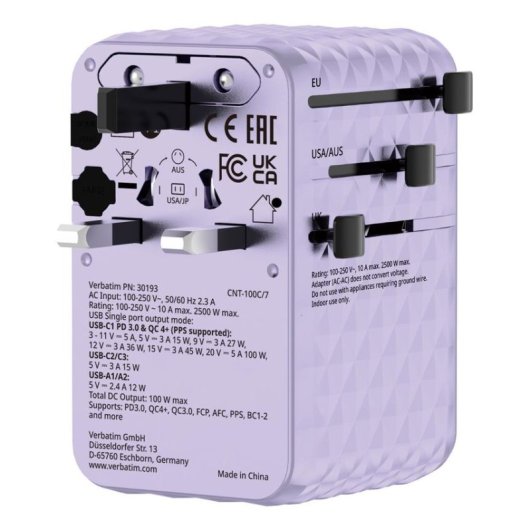 Régua Verbatim 30193 14 Tomadas 2 USB-A 2 USB-C GaN III com Cabo Retrátil e Proteção