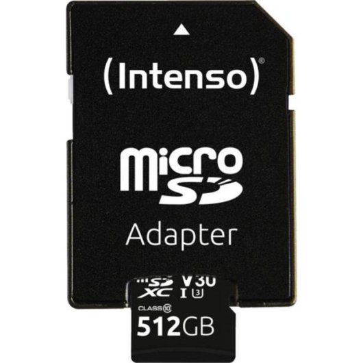 Cartão Intenso 3433493 microSDXC 512GB UHS-I U3 V30 com adaptador SD