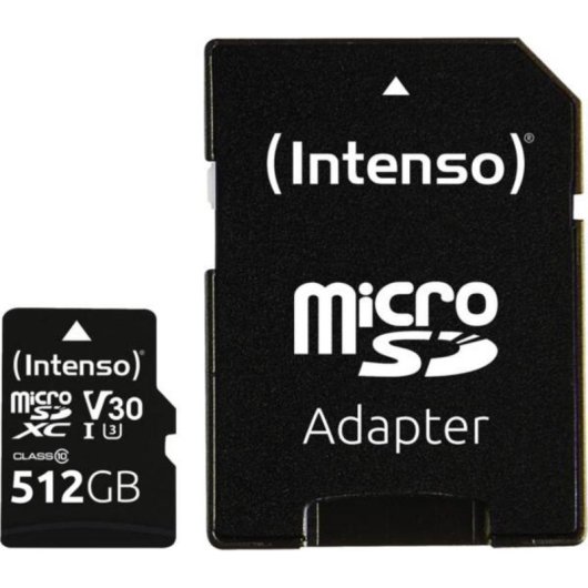 Cartão Intenso 3433493 microSDXC 512GB UHS-I U3 V30 com adaptador SD