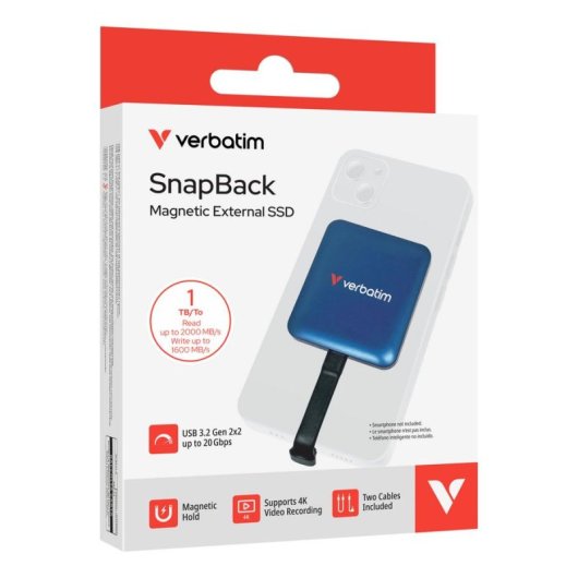 Disco Duro Verbatim SnapBack 1TB SSD M.2 USB-C 2000MB/s MagSafe