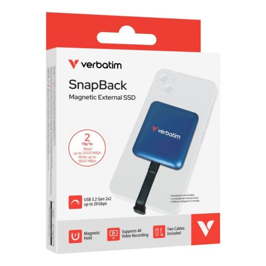 Disco Duro Verbatim SnapBack 2 TB SSD USB-C 2000 MB/s MagSafe
