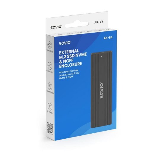 Caja externa SSD Savio AK-84 M.2 ABS Aluminio Negra Compacta USB 3.1 Gen 2