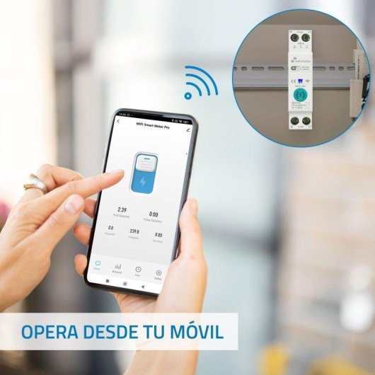 Relé Wi-Fi Nivian Smart Home DIN Monitorización energía Protección sobrecarga