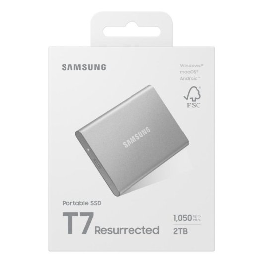 Disque Dur Samsung T7 Resurrected 2TB SSD Externe USB-C 1050MB/s Aluminium Recyclé