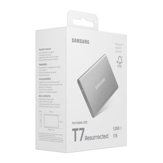 Disco Duro Samsung T7 Resurrected 1TB SSD Externo USB-C 1050MB/s AES