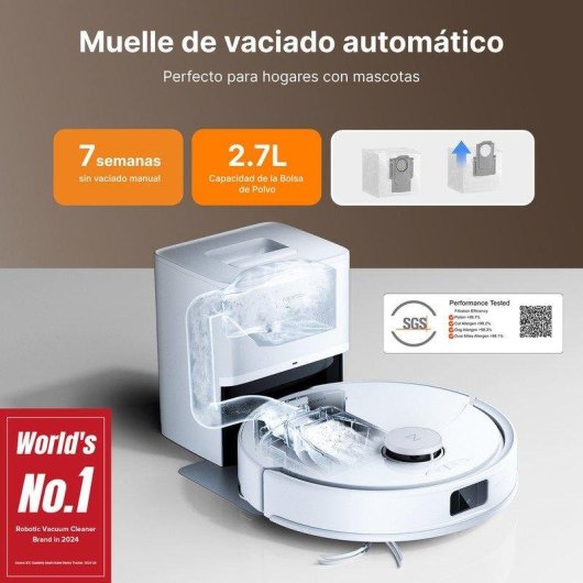 Robot Aspirador y Fregasuelos Roborock Q10 Pf+ con Autovaciado Navegación LiDAR 10.000 Pa