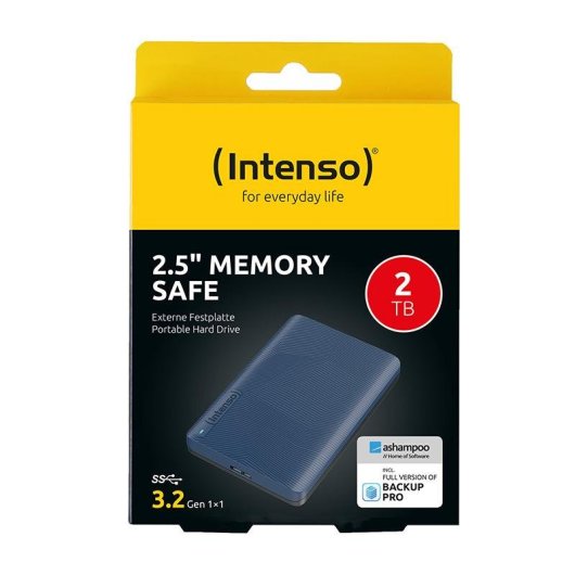 Disco Duro Intenso Memory Safe 2TB HDD 2.5 5400rpm USB 3.2 Azul + Backup