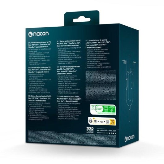Auriculares Nacon GH-120 com fio Jack 3,5 mm Gaming PC/Consola Microfone Branco