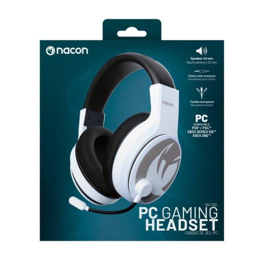 Auriculares Nacon GH-120 com fio Jack 3,5 mm Gaming PC/Consola Microfone Branco