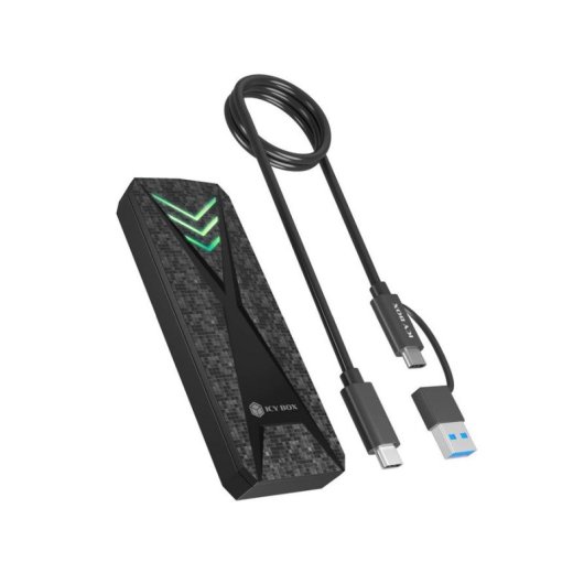 Caixa Externa SSD Icy Box Spade Case 1805 M.2 NVMe Alumínio Preto USB-C