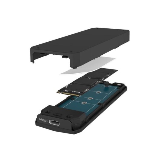 Caixa Externa SSD Icy Box Spade Case 1805 M.2 NVMe Alumínio Preto USB-C