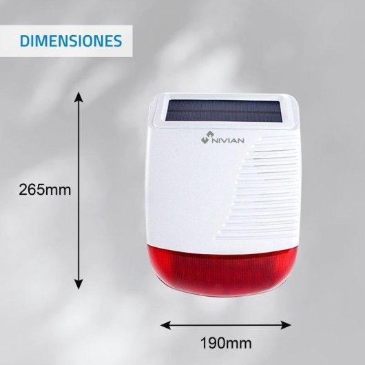 Alarme Nivian NVS-SOLARSIREN RF 433 MHz Solar Sem Fio Exterior IP65 LED