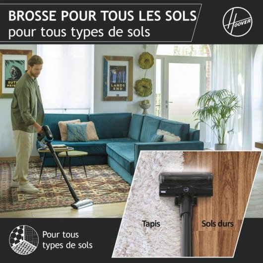 Aspirateur sans Fil Hoover HF410P 240W 30min Anti-enchevêtrement Animaux 0,4L Vert